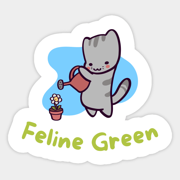 Feline Green Sticker by ThumboArtBumbo